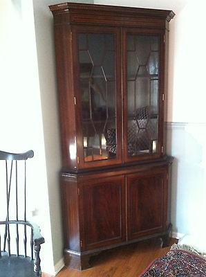   inlaid mahogany china corner buffet cabinet dining room inlay bookcase