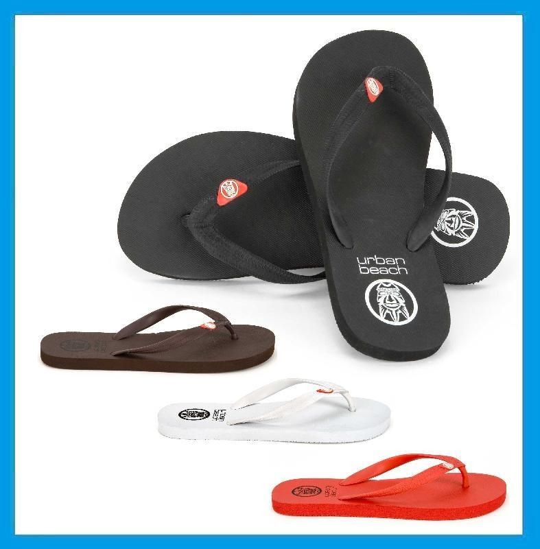 Mens Plain Rubber Flip Flops ~ Black Red White or Brown ~ UK 6 7 8 9 