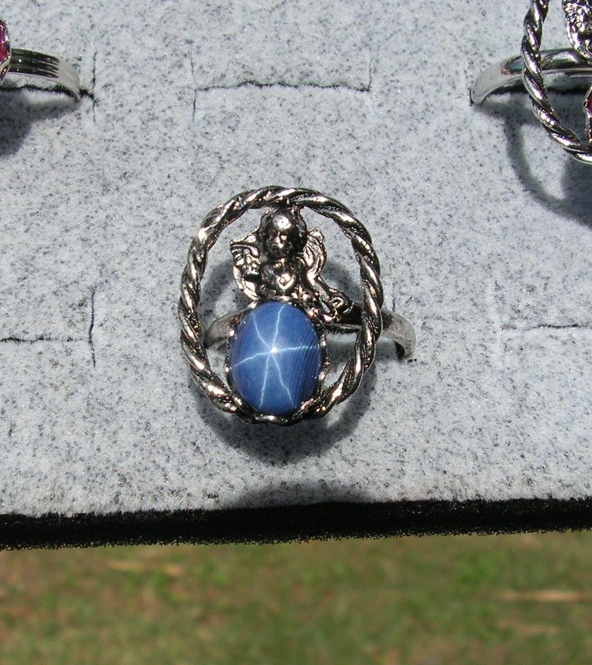 LINDE LINDY CF BLUE STAR SAPPHIRE CREATED RHOD PLTD NONPRECIOUS METAL 