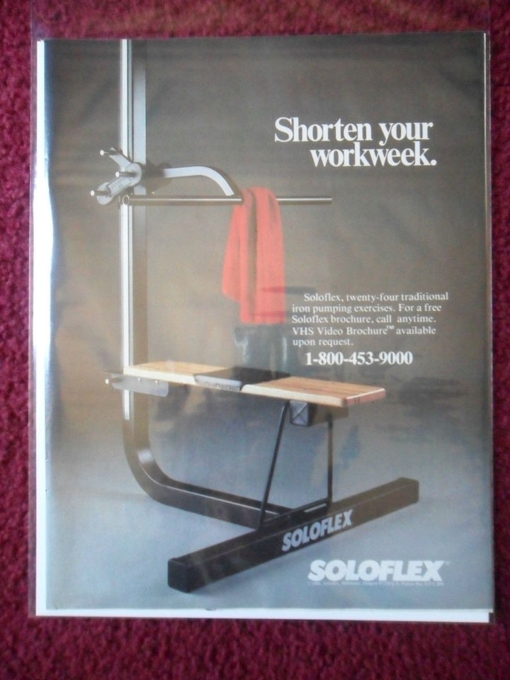 1984 Print Ad Solo Flex Bodybuilding Fitness Machine ~ Shorten Your 
