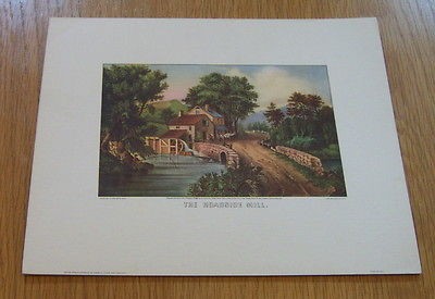 Currier & Ives by Sidney Z Lucas C1960 Original. The Roadside MIll