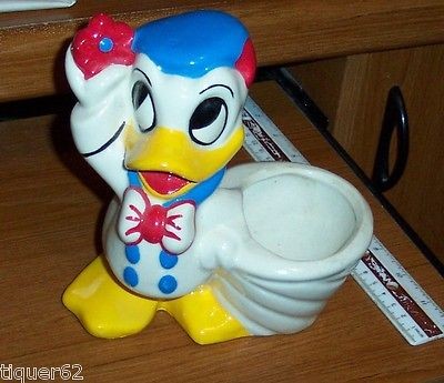 1950s DISNEY DONALD DUCK PLANTER CERAMIC COLORFUL COLD PAINT