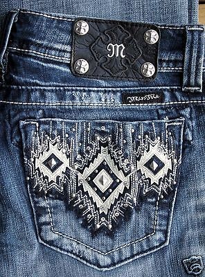   Crystal Leather Studs SANTA FE Bootcut jeans in Vintage Blue size 27