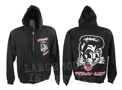 Stray Cats Brian Setzer Rockabilly Black Shirt Zip up Hoodie 