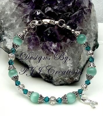   ~SWAROVSKI BEADS~HOPE RIBBON~Awareness JEWELRY BRACELET~SUPPORT~GIFT