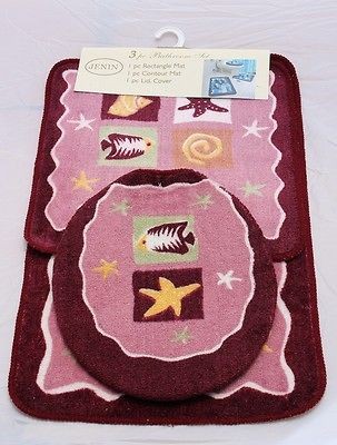   Pink Bathroom Mat Rug Set (Bathroom Rug, Contour & Lid Cover Set