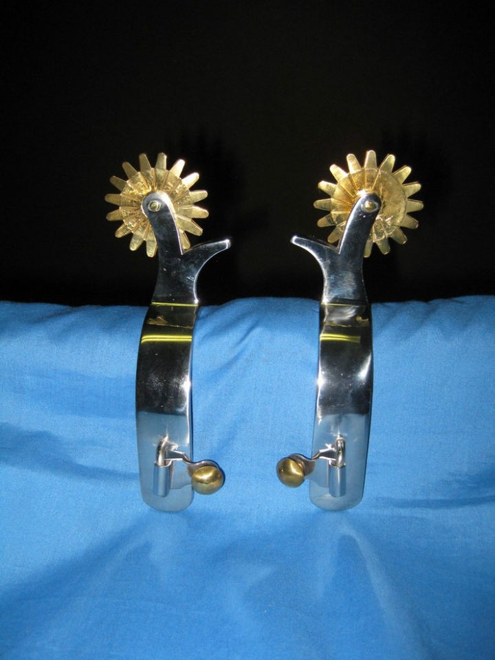 Big Brass Rowel Cowboy Style Spurs Spur with Chap Guard