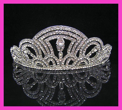 Wedding/Bridal crystal veil tiara crown headband CR230