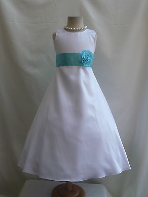 WHITE BRIDESMAID RECITAL PARTY FLOWER GIRL DRESS 18M 2 2T 3T 4 5 6 7 8 