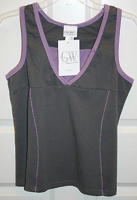 NEW WITH TAGS~LADIES SIZE MEDIUM~G.W. SPORT RAZOR BACK~GRAY WITH LILAC 