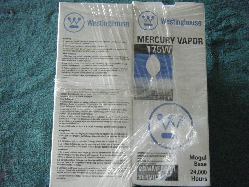 175 Watt W Mercury Vapor Mogul Base Westinghouse 24,000 Hrs 125w