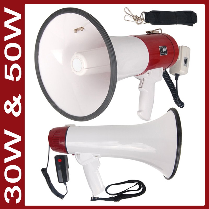 Combo 50W 30W Bullhorn Megaphone Microphone Speaker US Portable Loud 