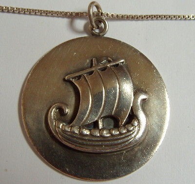 Signed A Just Denmark Sterling Viling Ship Pendant