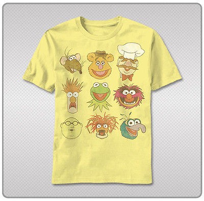 Muppets Characters Vintage Faces Kermit Gonzo Beaker Sizes S 2XL