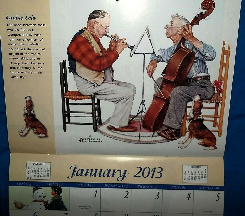   Rockwell Art Dogs Cats + 2013 Wall Appointment Calendar SHIPS NOW