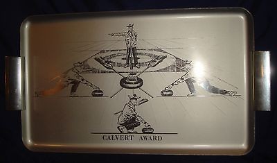 BR306 Vtg Solid Aluminum Curling Calvert Award Serving Tray