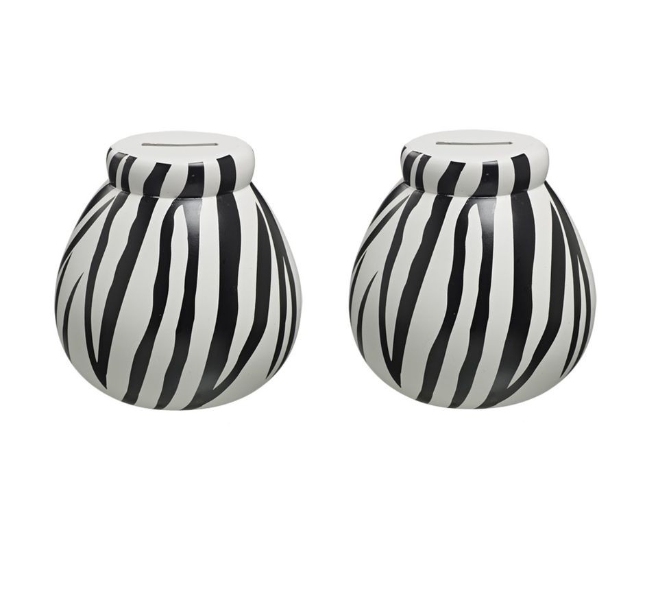 POTS OF DREAMS BLACK WHITE ZEBRA MONEY POT BOX GIFTS CHRISTMAS 