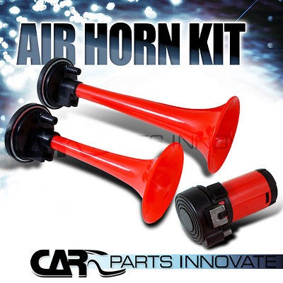 12V TRUMPETS X2 CAR VAN AIR HORN KIT 115DB w/COMPRESSOR KIT