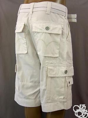 LEVIS JEANS White Squad Cargo Relaxed Fit Shorts Mens Pants W/ Belt 