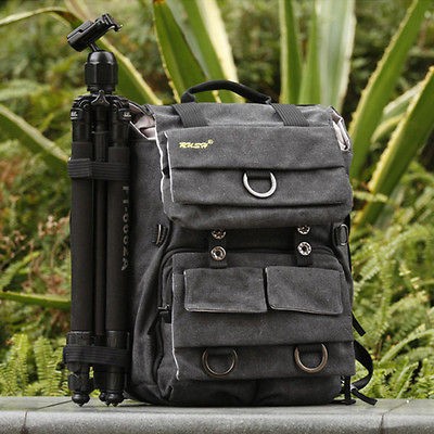   Canvas DSLR Camera Rucksack Laptop Bag For Canon Nikon Sony HB119 2