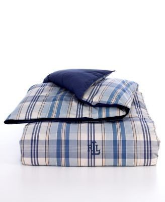 RALPH LAUREN Sundeck TWIN Down Alternative Reversible Comforter Blue