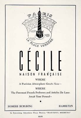 1947 Ad Cecile Maison Francaise Parisian French Perfume Hamilton 