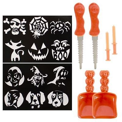   Pumpkin Jack O Lantern Carving Stencil Kits 12 Patterns + 2 Tool Sets