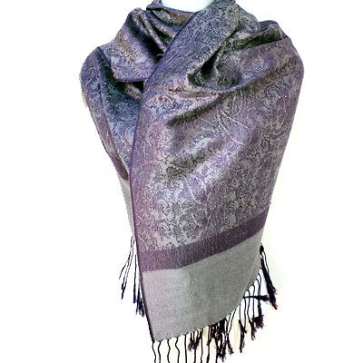 Jacquard Paisley Pashmina Shawl Scarf Stole Wrap Soft Warm Purple 