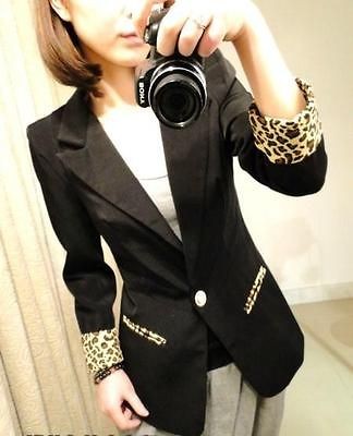 Celebrity Style Women Boyfriend Rose Hot Pink Turn Back Cuff Jacket 