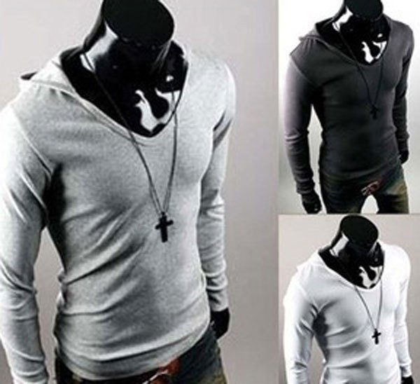 Mens Casual Slim Fit Hoody Long Sleeves Tee shirts T SHIRT 4color 