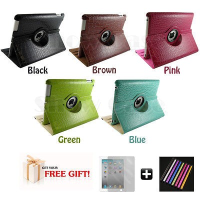 GREEN NEW IPAD 2/3/4 CASE 3RD 4TH GEN 360 ROTATING PU LEATHER COVER 