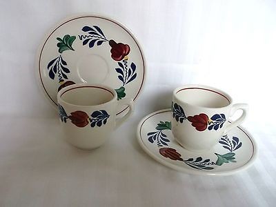 Royal Boch Belgium La Louviere 2 Demitasse Boerenbont Cup and Saucer 