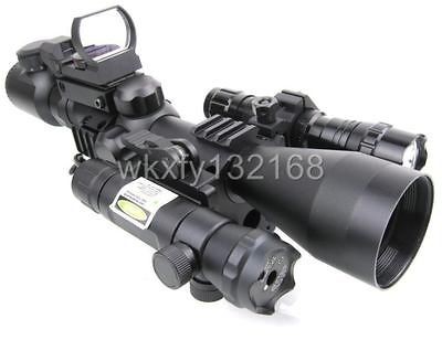 9X40 R&G Mil Dot Optics Sniper Rifle Scope /QD Green Laser /501B 