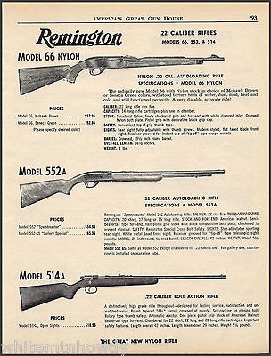 1961 REMINGTON Model 66 Nylon .22 RIFLE AD w/552A Autoloading~51​4A 