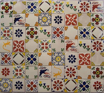 CERAMIC 4 TILE ★ 100 MEXICAN TALAVERA 4x4 TILES ★ SALE