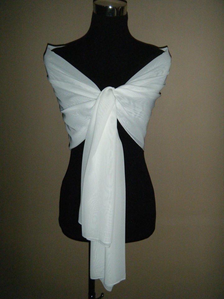 White Chiffon Shawl/Wrap/Sto​le/Bolero/Pash​mina/Tippet Weddings 