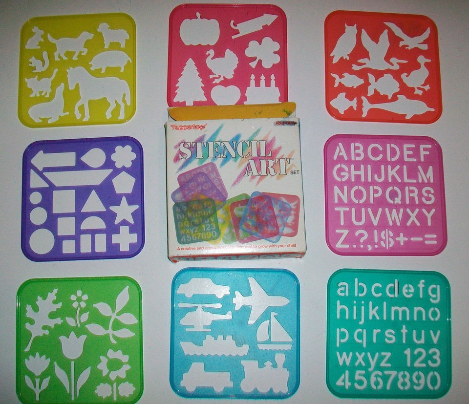 Tupperware Tuppertoys Stencil Art Set of 8 Stencils