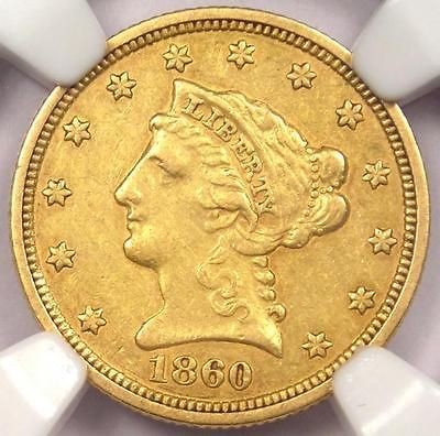 1860 C Liberty Gold Quarter Eagle $2.50   NGC AU   Rare Charlotte Gold 