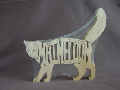 Maine Coon Cat Wooden Puzzle Amish Scroll Saw Toy