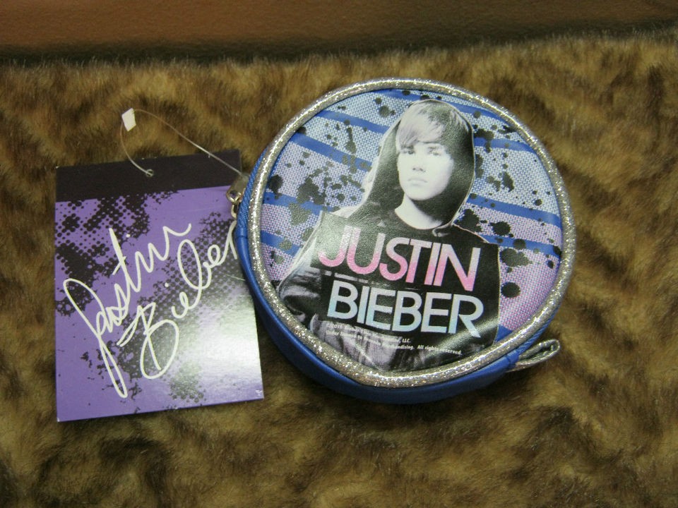 New blue Justin Bieber coin purse wallet teen idol pop culture 