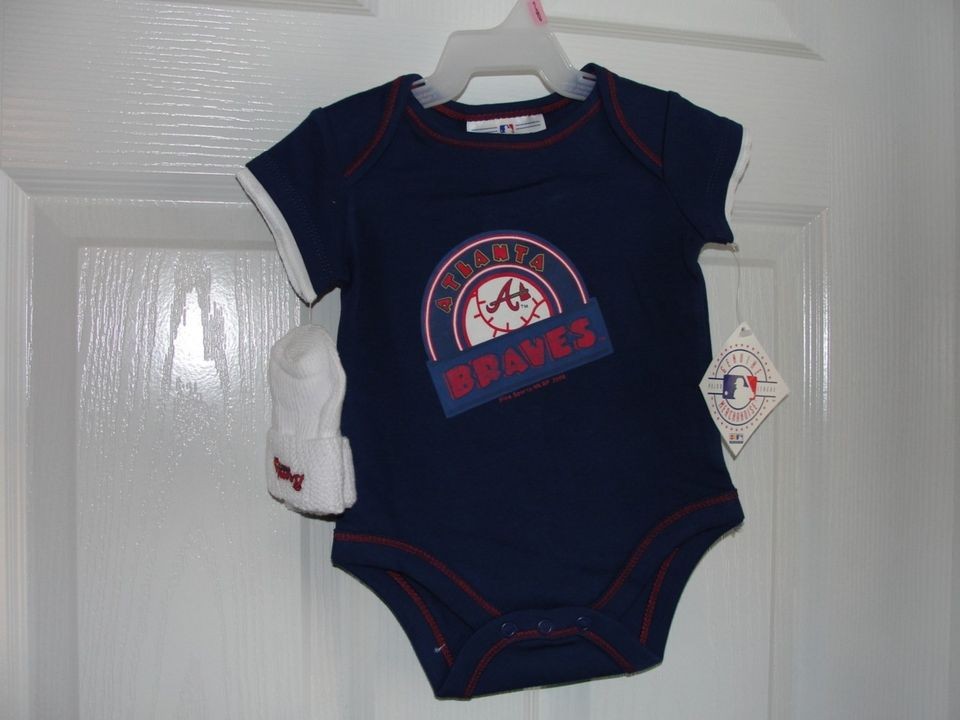 Atlanta Braves One Piece 3/6 Mo with Socks MLB Licensed