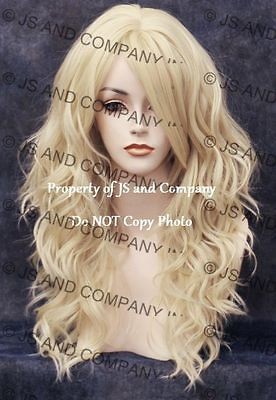   Friendly Long Wavy Curly side Skin Part Pale Blonde Wig Flat iron OK