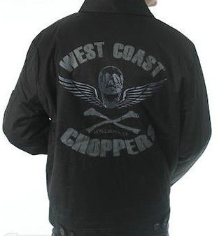 WEST COAST CHOPPERS MENS WORKER JACKET RETRO SKULL WINGS BLACK 