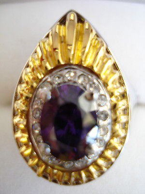 ERTE STERLING & AMETHYST CLAIR DE LUNE RING, UNIQUE SIGNED & NUM 