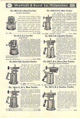 1939 AD C&L Clayton & Lambert Gas Gasoline Blow Torches Heavy Duty