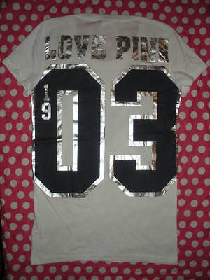 Victorias Secret PINK NEW YORK YANKEES FOIL SCOOP MLB T SHIRT TOP NEW 