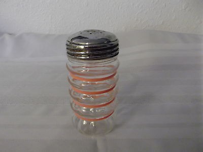 VINTAGE PINK STRIPED SUGAR DISPENSER 1950S