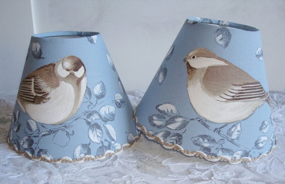 WILD BIRD BLUETIT FRENCH FABRIC LAMPSHADE 12.5 x 17 cm WALL LIGHT 