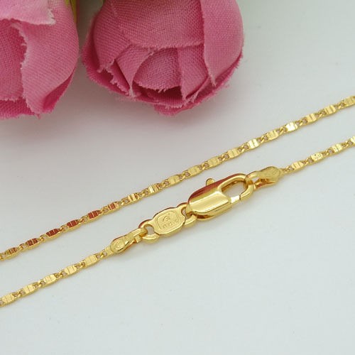 Copper W/ 24K Gold Plated Childs Kids Tile Chain Necklace Jewelry 34 