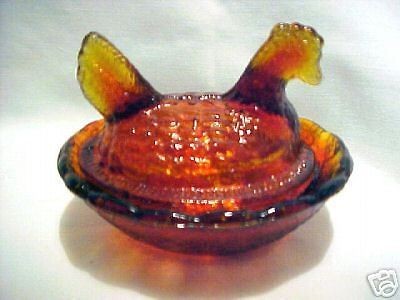 NEW Red / Amberina Glass Mini Hen on a Nest SALT DIP Cellar